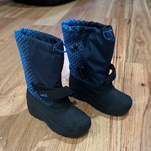 Kids Blue and Black Winter Snow Boots